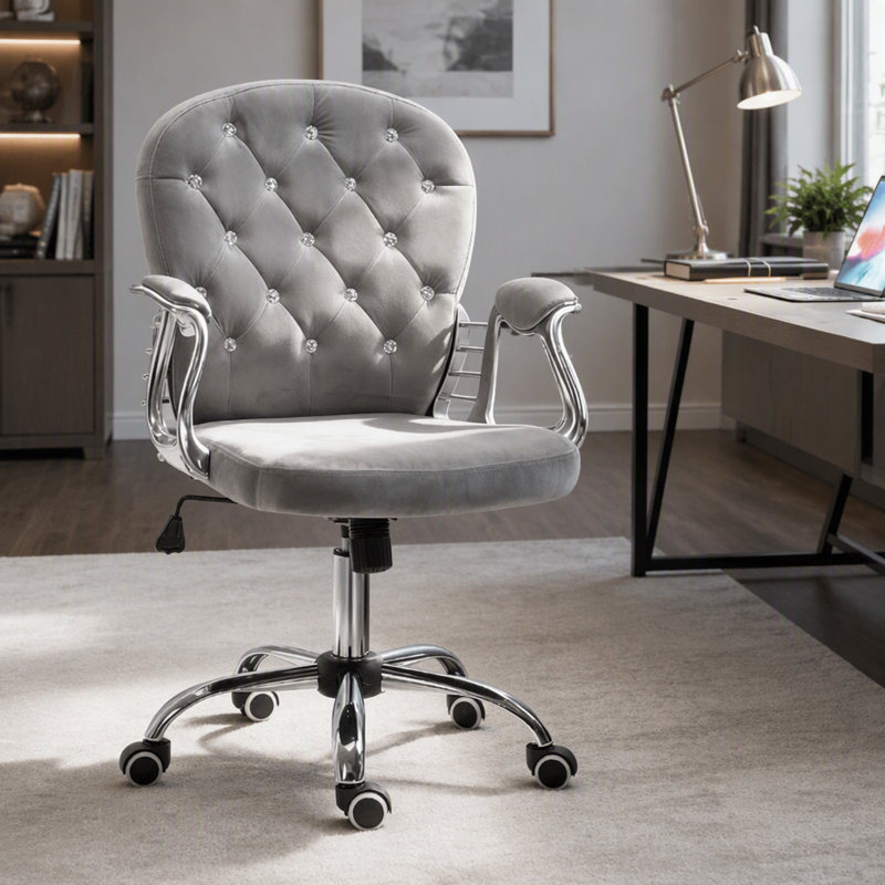 Fauteuil de bureau capitonné de luxe pour une maison et un bureau élégants, confort moelleux et design ergonomique