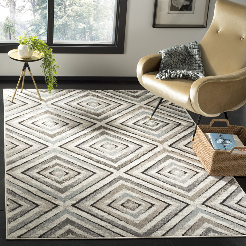 Hoopes Geometric Hand Woven Area Rug, Rectangle 122 x 183 cm