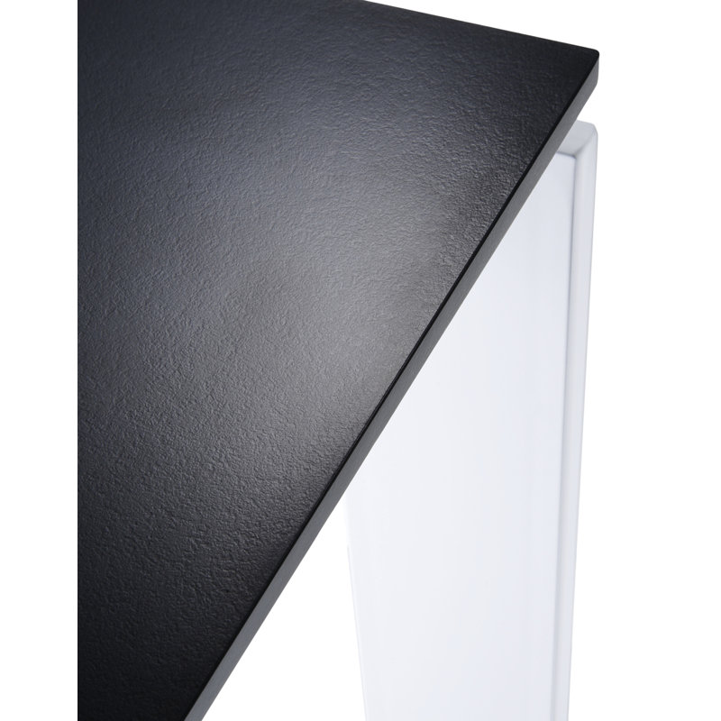 Four Metal Base Dining Table, 28" H x 62" W x 31" D, Black Top/White Base