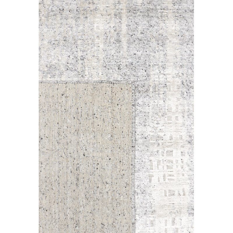 Handmade Gray Abstract Wool Viscose Silk 8' x 10' Rug