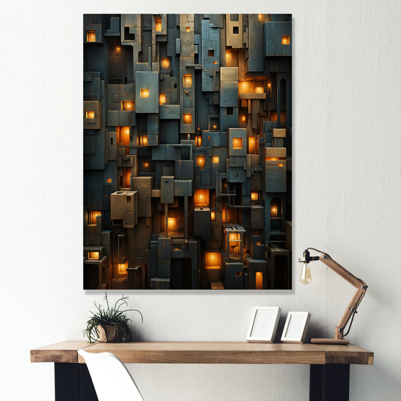 «Copper Canyons Skycrapers Cityscape I», Toile tendue, H 44 po x l 34 po