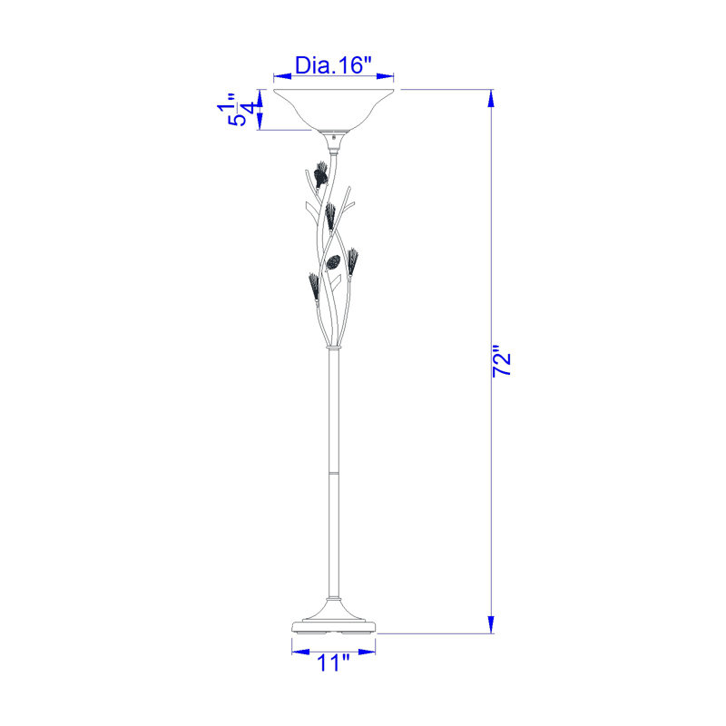 Kastner 72'' Brown Torchiere Floor Lamp