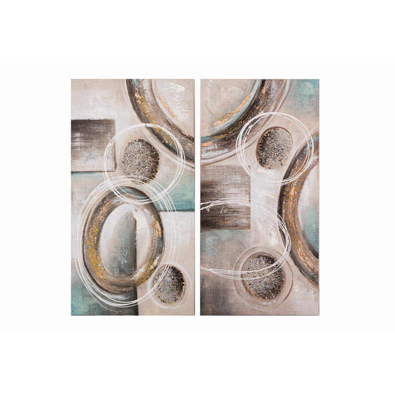 Abstract Set 2 Canvas 40% Hand Painted 40X3X80 Cm - 2 Piece Wrapped Canvas Print Set