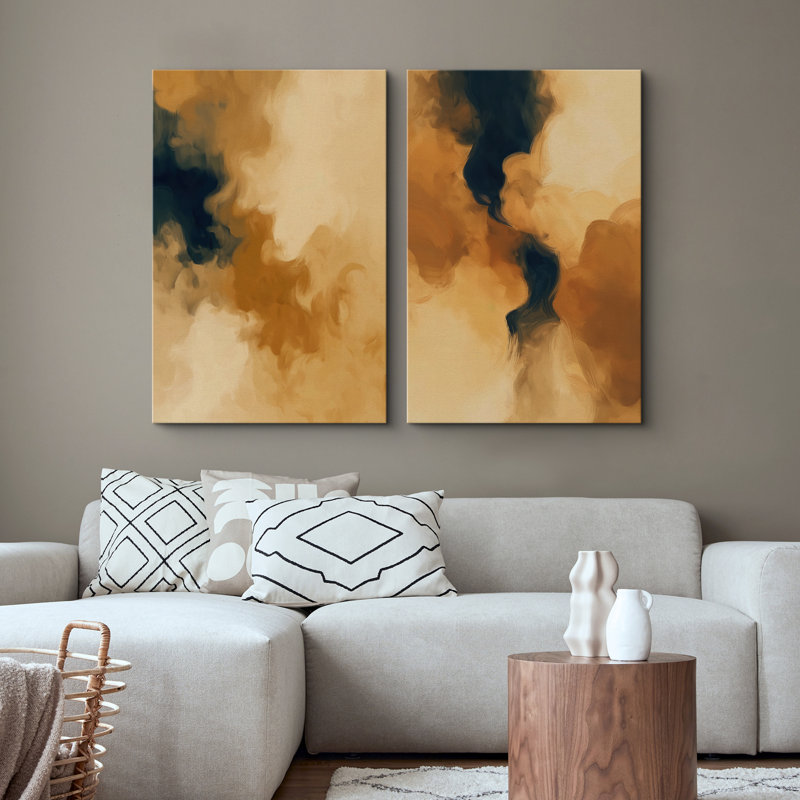Coups de peinture abstraits et modernes, Toile tendue, H 24 po x l 32 po