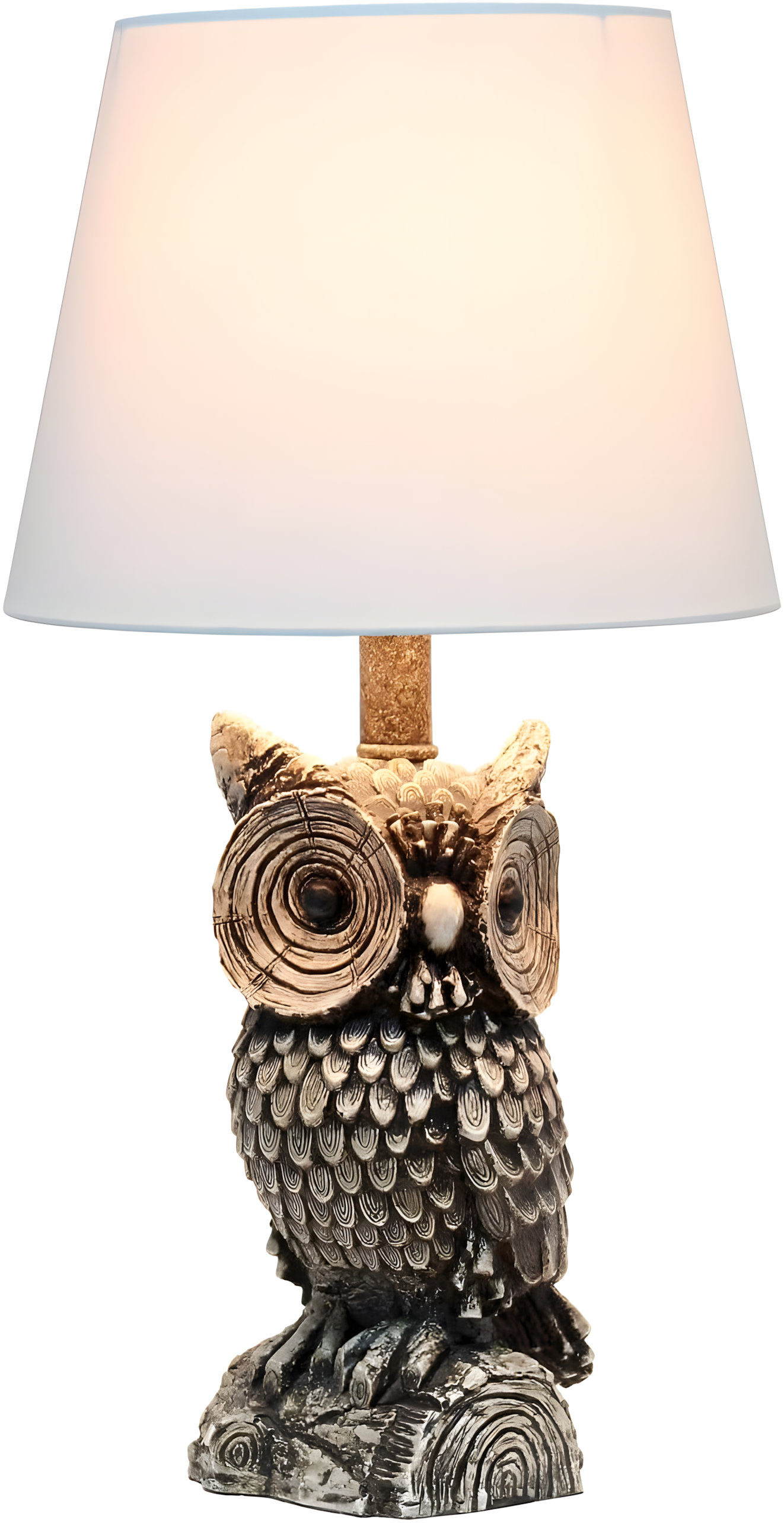 Latitude Run® Contemporary Owl Table Lamp With White Drum Shade