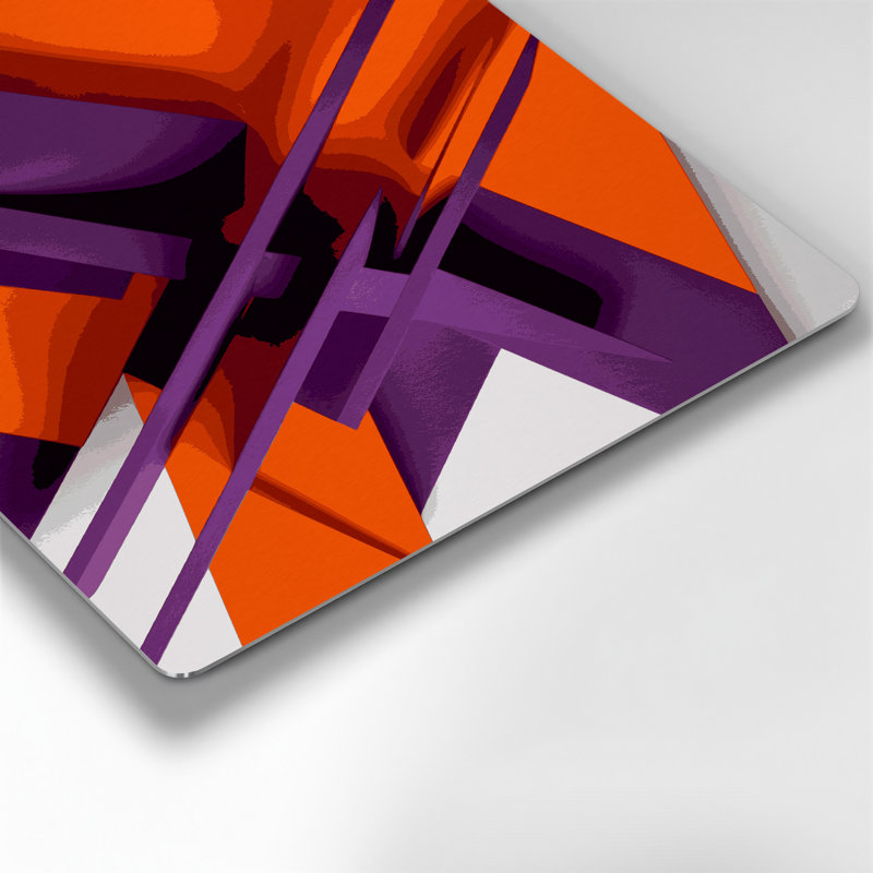 «Geometric Abstraction 18», art mural en métal mauve, H 12 po x l 12 po