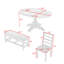 Ensemble de table de salle à manger extensible 6 pièces avec rallonge amovible, 4 chaises à dossier échelle et banc-882409597-882409596