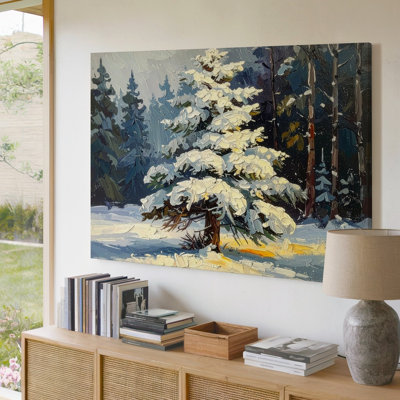 Toile Art mural Lone Snow Laden, forêt d'hiver texturée, art quand la vie se sent prête à accrocher au mur