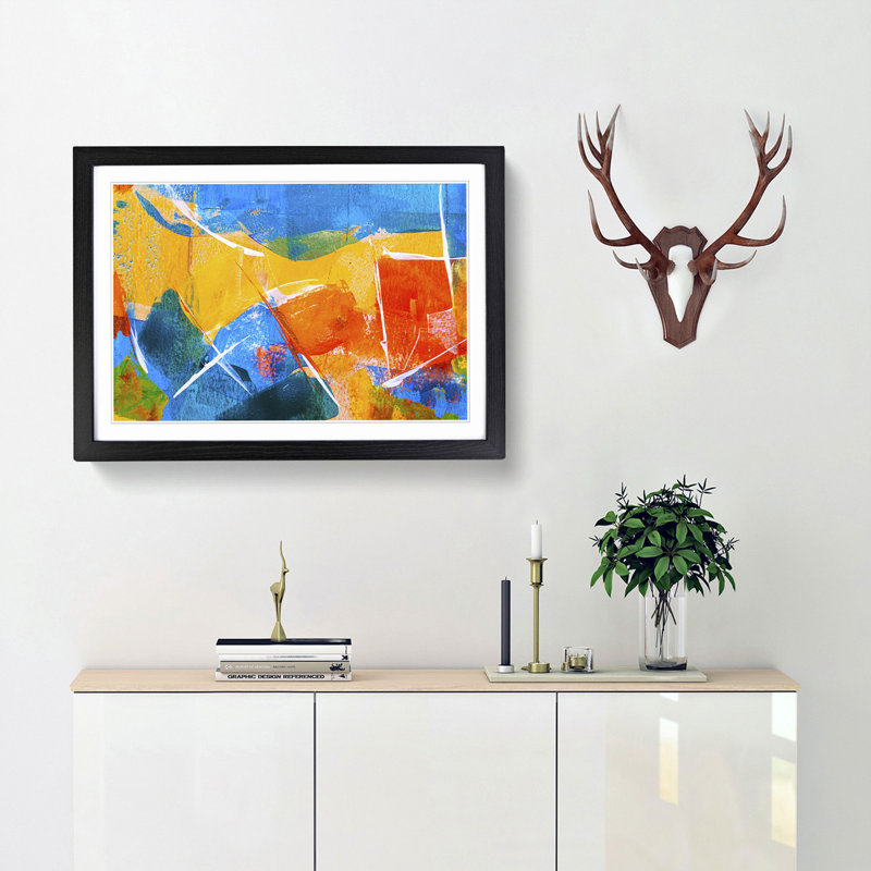 Abstract Art Painting Vol.36 by S.Johnson - Framed Print, 27cm H x 36cm W x 2cm D, Black Framed
