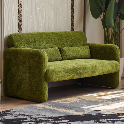 Canapé moderne à 2 places en velours de 59 po avec coussin de soutien lombaire Boneless