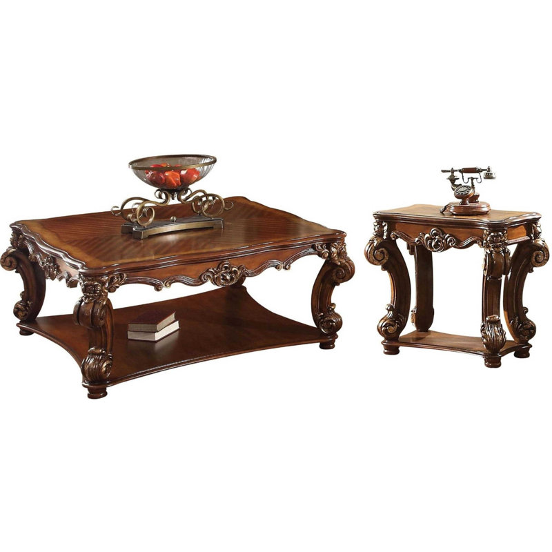 Ensemble de tables basses 3 pièces Carlene, Cerisier, 3 pièces (1 table basse, 2 tables de bout)