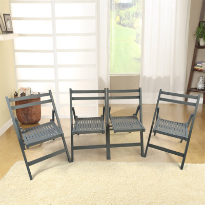 Chaise pliante en bois à lattes Furniture - gris, ensemble de 4, chaise pliante, style pliable