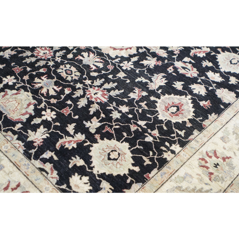 Zarbof Wool Oriental Area Rug in Black