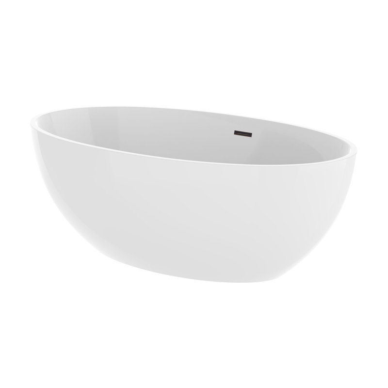 Freestanding Soaking Acrylic Bathtub, White/Oil Rubbed Bronze, 23.2" H x 39.8" W x 68.5" L