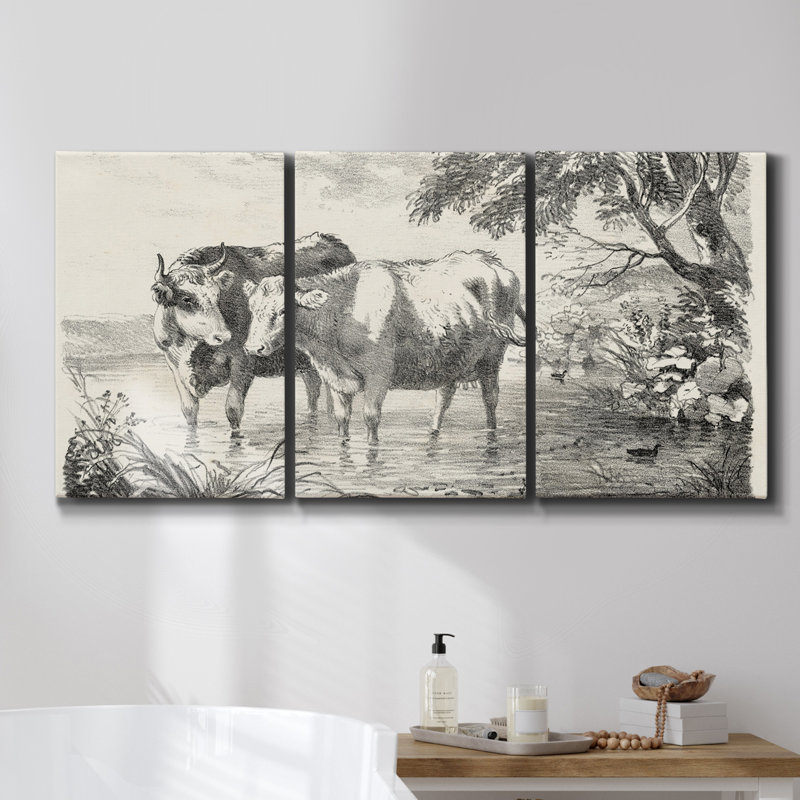 " Blue Solace " 3 - Pieces, 36" H x 72" W x 2" D