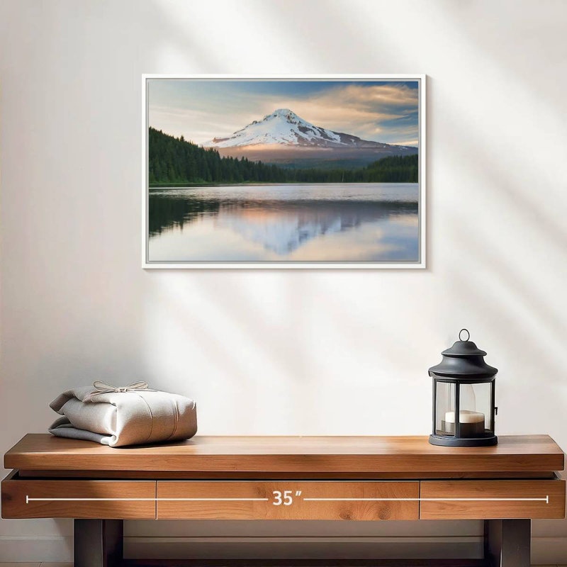 Mount Hood Panorama, Floating Frame White, 19" X 13"
