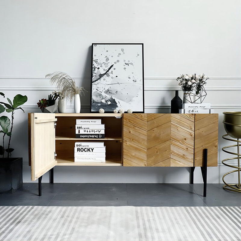 Meuble télé Modern Burlywood, H 27,56 po x l 59,06 po x P 16,93 po