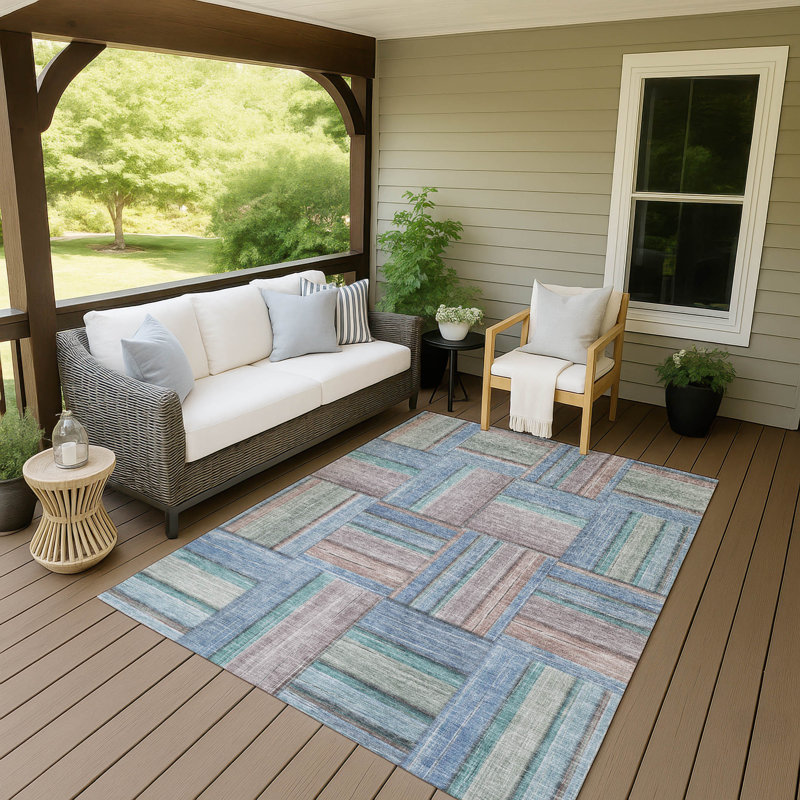 Machine Washable Indoor/Outdoor Jeffery ACN2285 Geometric Rug, Rectangle 2'6" x 3'10"