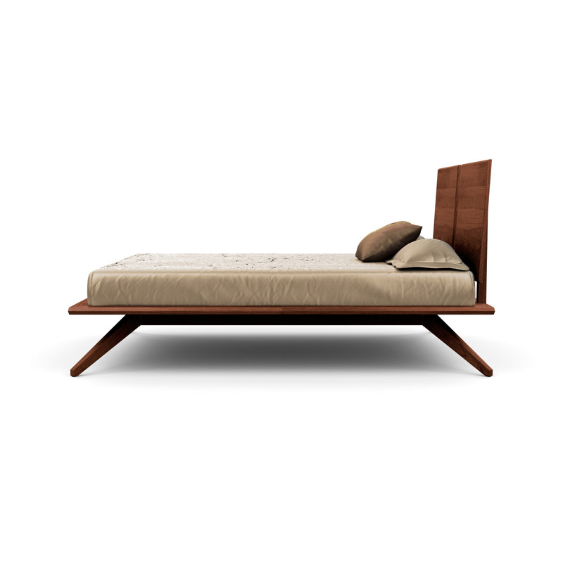 Lit plateforme en bois massif Astrid, Très grand californien, Cerise cognac