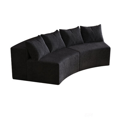 Corduroy Curved Sectional Sofa With Four Pillows, Ideal For Cozy And Stylish Living Spaces, Perfect For Leisure And Napping In Bedrooms, Living Rooms, And Offices