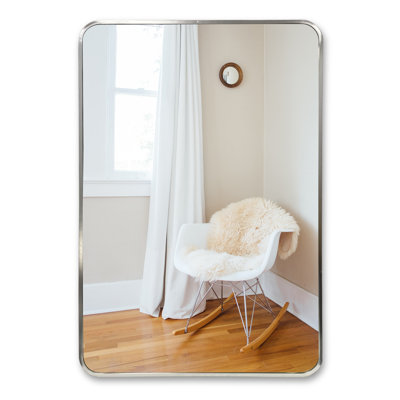 Miroir de salle de bain mural rectangulaire en métal avec cadre en aluminium pour salle de bain, chambre à coucher, salon ou entrée