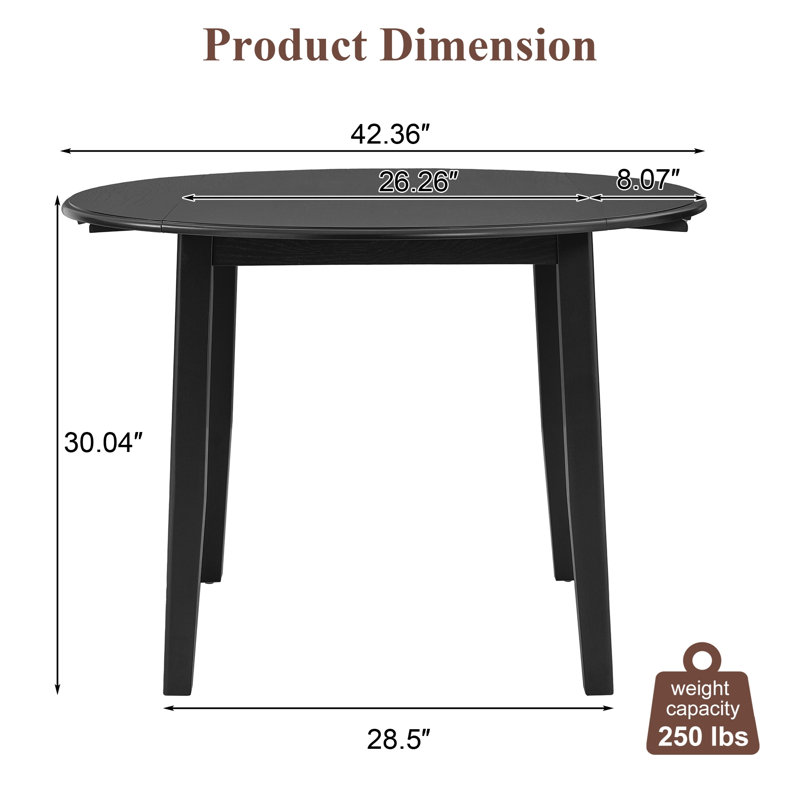 Extendable Round Dining Table, Black