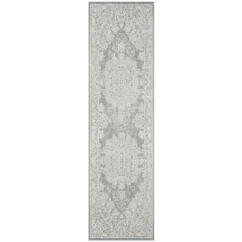 Calidia Oriental Light Gray/Cream Area Rug, Runner 2'3" x 8'