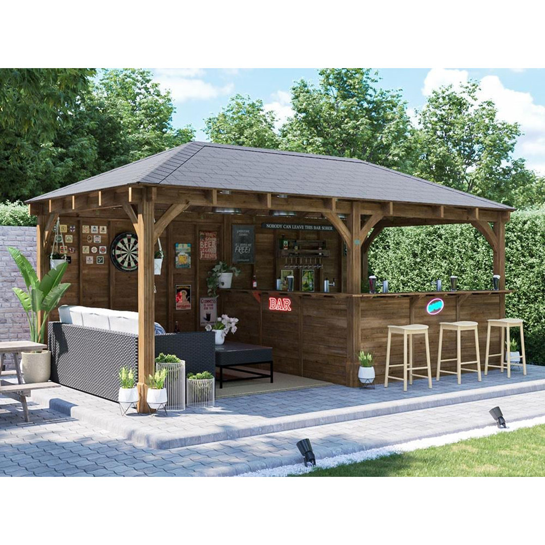Dunster House Garden Bar 6 x 3 Metres Pressure Treated Timber Barzebo Leviathan B