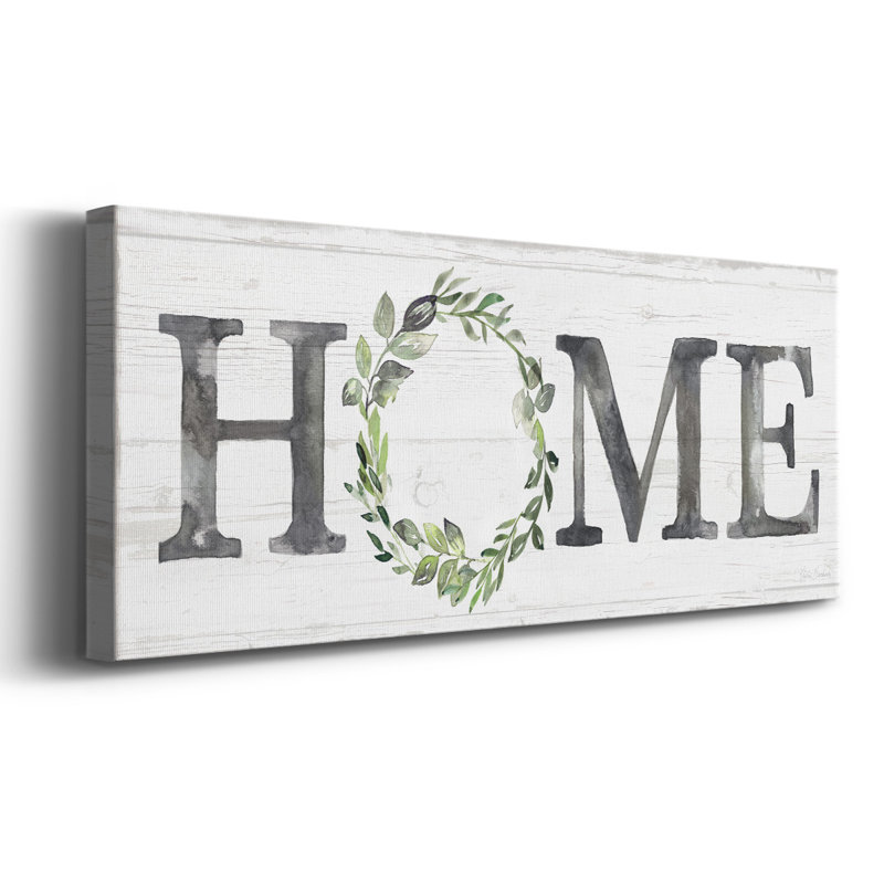 «Gray Home Wreath» sur toile, art textuel, H 8 po x l 20 po x P 1,5 po