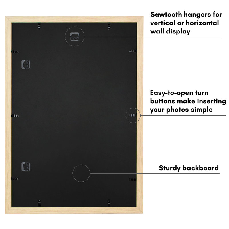 Americanflat Wide Moulding Picture Frame with Mat, Natural Oak, 16" x 24"