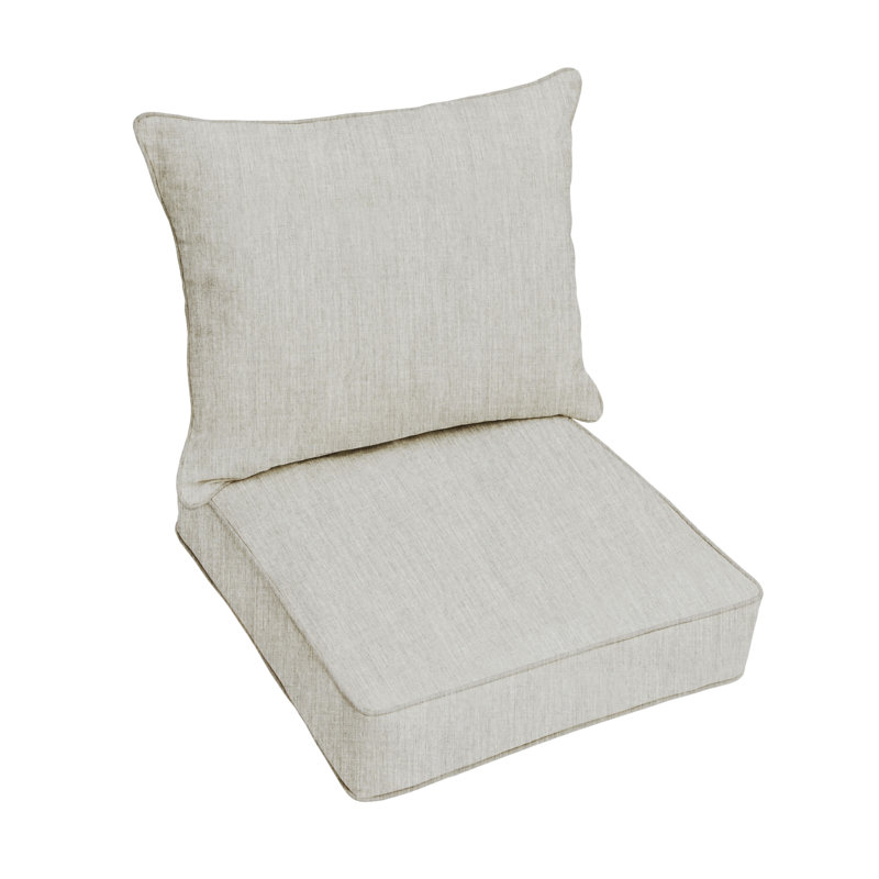 Sunbrella Outdoor  Corded Deep Seating Pillow and Cushion Set, Sunbrella - Canvas Granite, 29" W x 27" D