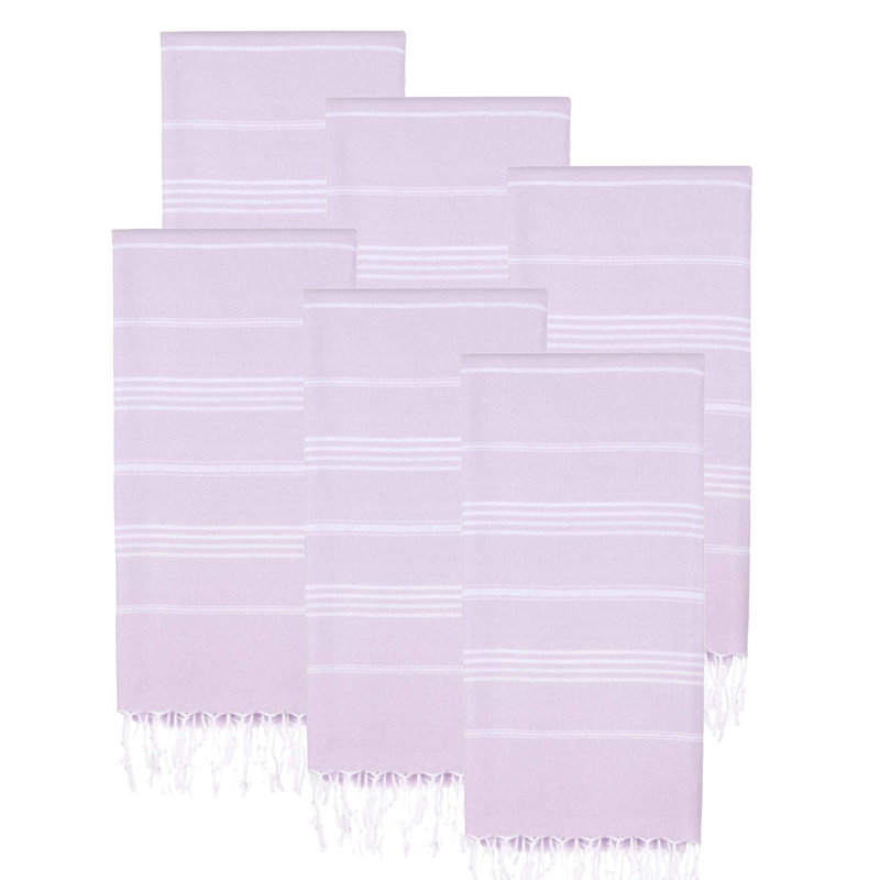 Ensemble de 6 serviettes pour lit de plage en coton turc Alize, Lilas