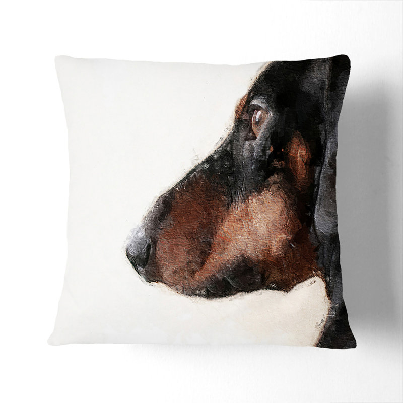 Dachshund Dog Square Throw Cushion, Black, 40cm H x 40cm W x 15cm D