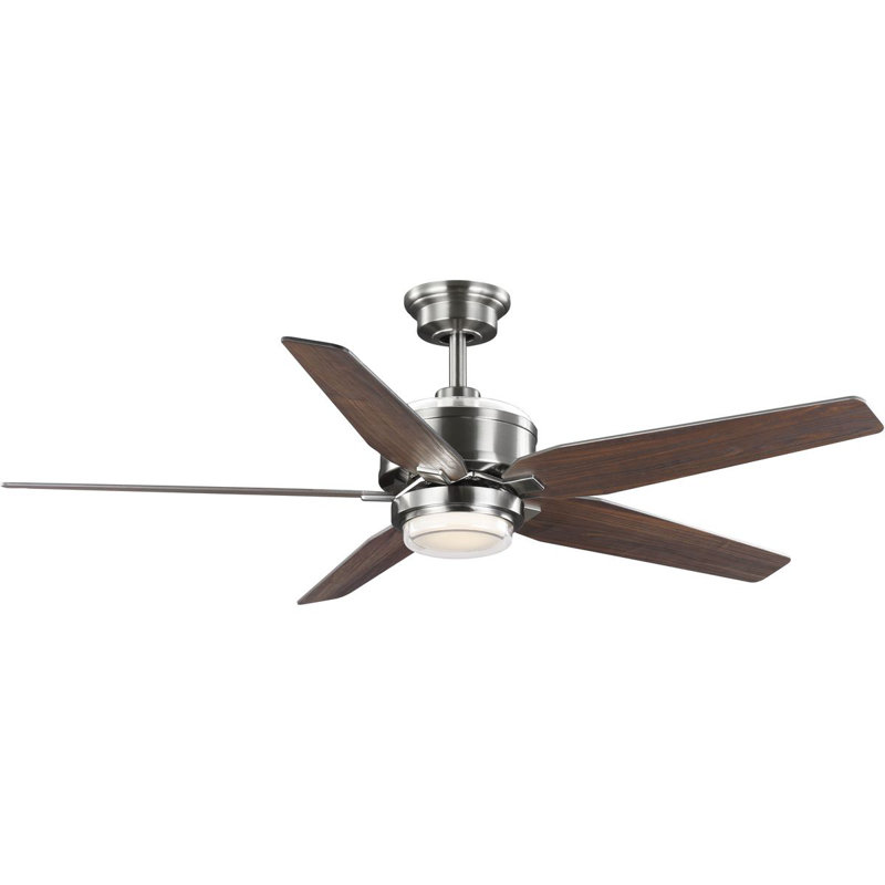 54'' Ceiling Fan with LED Lights, Brushed Nickel/Brown