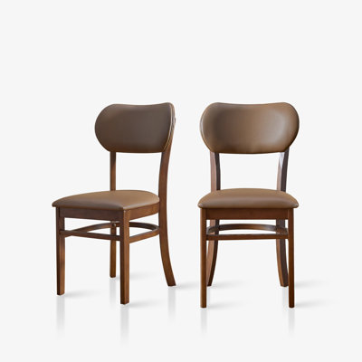 Ensemble de 2 chaises d'appoint rembourrées à dossier arrondi en bois massif Arc Modern