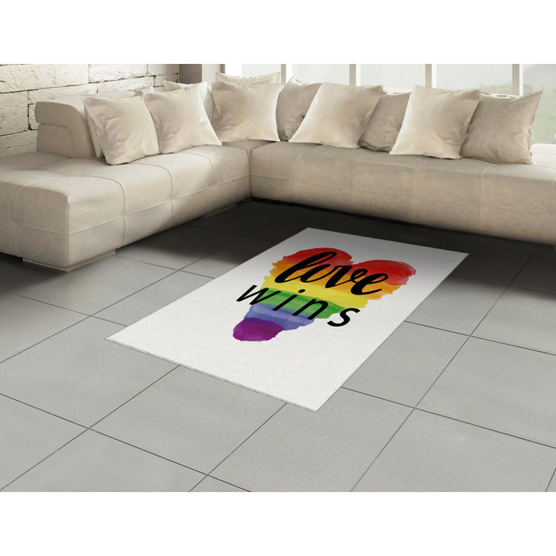 Inspirational High Density Long Fiber Poly Threads Decorative Area Rug Carpet, Rectangle 4' x 5'8"