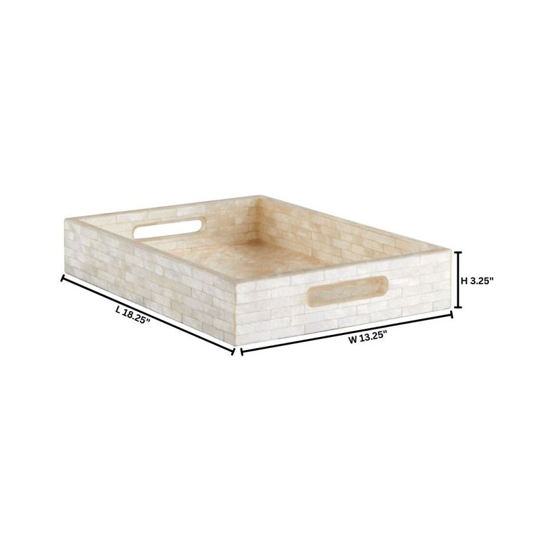 Triton Shell / Capiz Decorative Tray, 3.25" H x 18.25" W x 13.25" D, Smoke