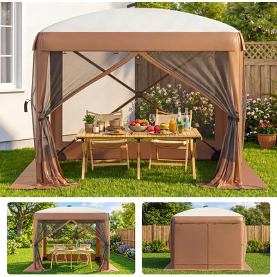 Pavillon de jardin escamotable avec panneaux à mailles sur 4 côtés, installation à une pression, rideaux d'intimité amovibles pour les événements extérieurs