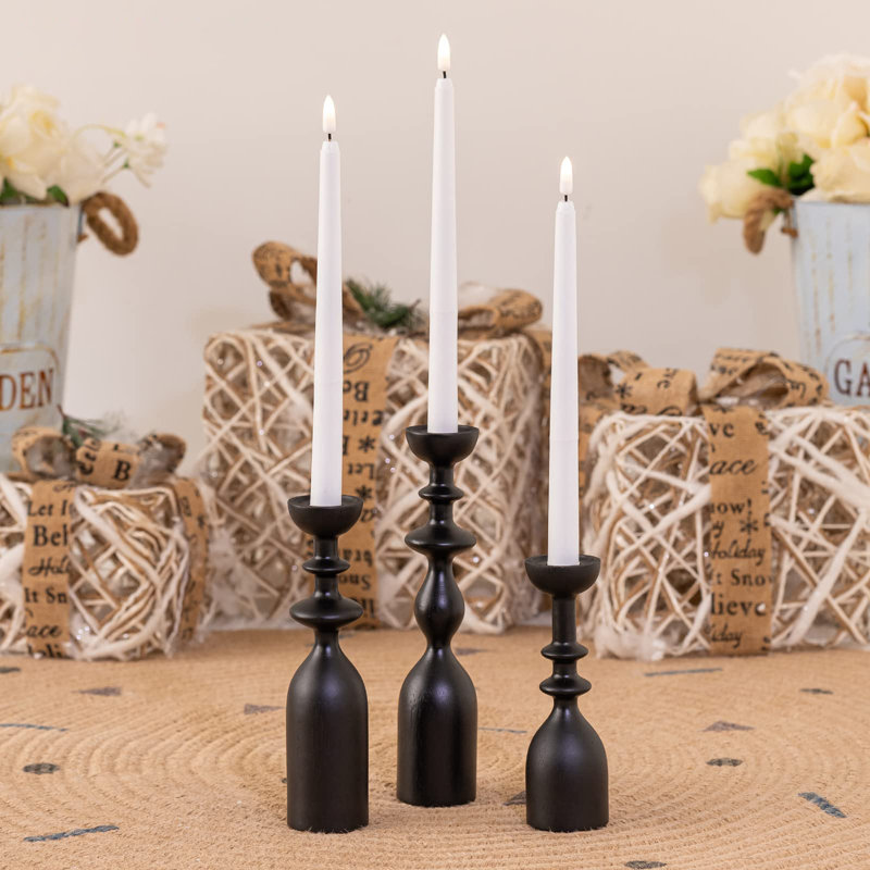Bougeoirs en bois, Noir, noir, noir, noir