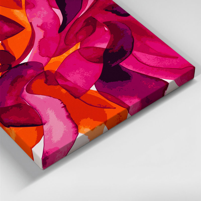 Abstrait aquarelle, art mural rose sur toile 71, H 14 po x l 11 po