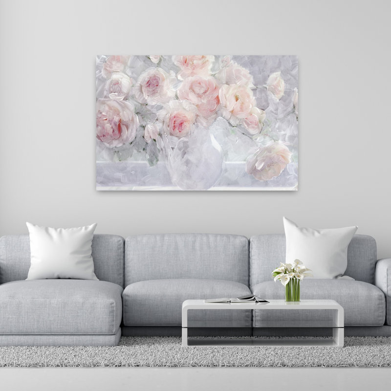 Fleurs fluides, art romantique classique contemporain, H 40 po x l 60 po