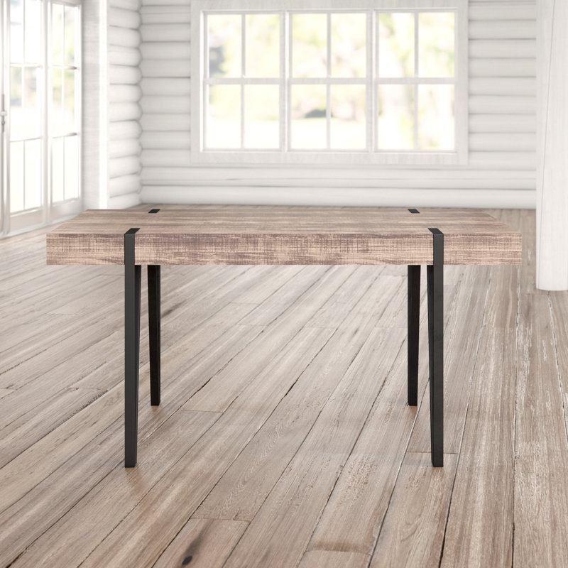 Table de salle à manger 35,4 po Salemburg, Brun multicolore / pieds noirs