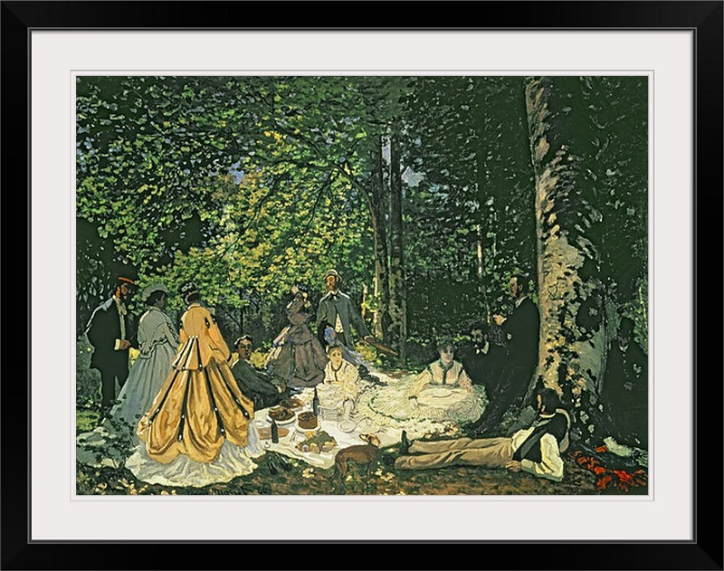 Le déjeuner sur l'Herbe, 1865, 1866 par Claude Monet - reproduction imprimée, H 35 po x l 44 po x P 1 po, Cadre noir