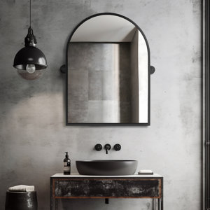 Breve Arch Metal Wall Mirror with Tilted Frame