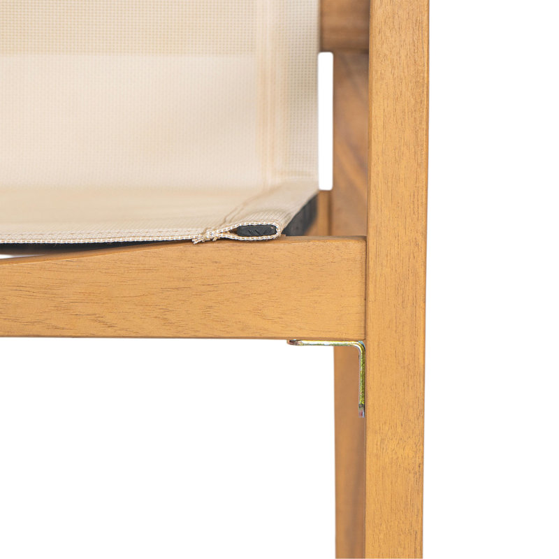 Chaise de salle à manger, ensemble de 2, structure en teck et beige