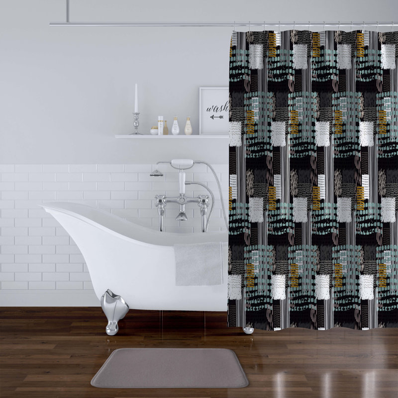 Rideau de douche simple à motif géométrique Alano-James, H 70 po x l 71 po