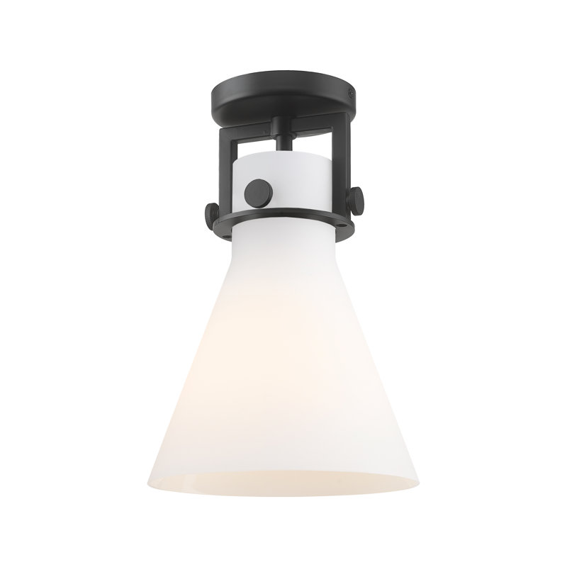 Skokie Glass Semi Flush Mount, Matte White, Matte Black