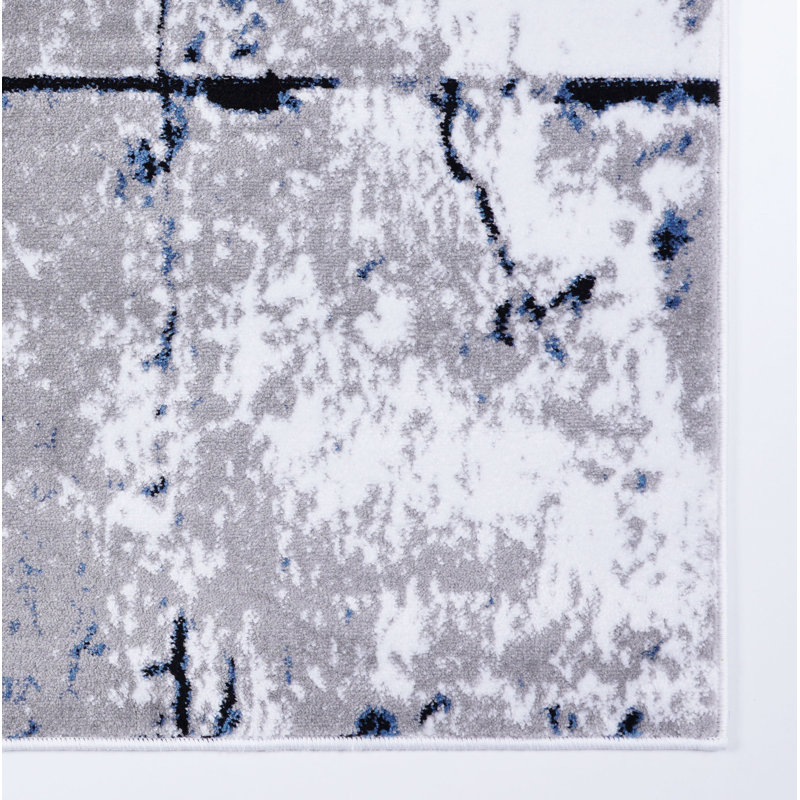 Tapis gris à motif floral Achante, Rectangle 5 pi 3 po x 7 pi 6 po