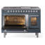 ILVE Professional Plus II 48 cuisinière à double combustible, 8 brûleurs scellés, plaque chauffante (bleu gris)-192050345-192050349