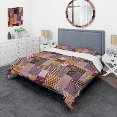 Multicolore patchwork ethnique - ensemble de housse de couette abstrait - microfibre de polyester
